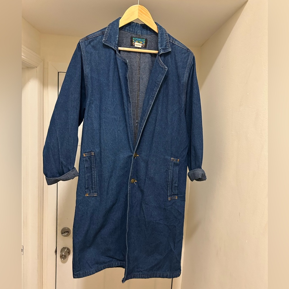 Vintage Women's Blue Denim Duster Trench Coat
